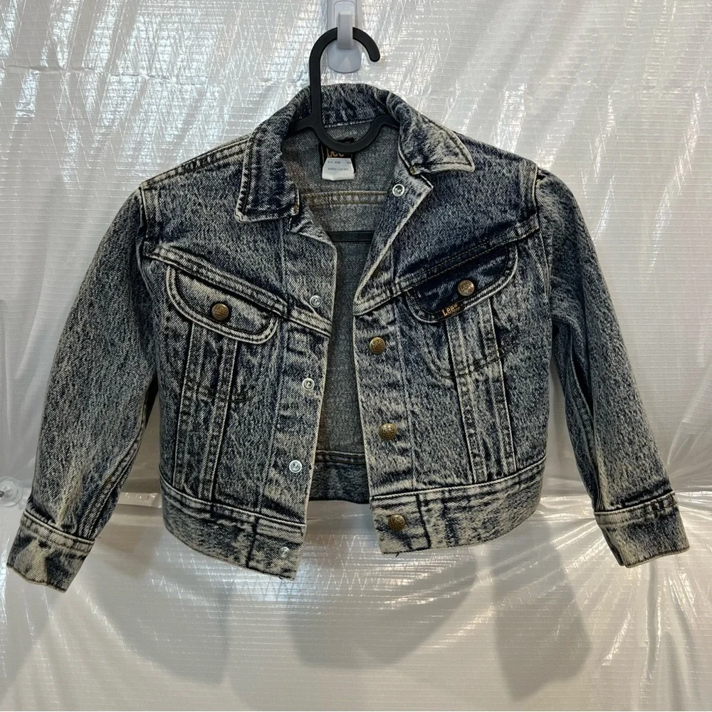 Lee Vintage Acid Wash Denim Jean Jacket Trucker Jacket Youth Sz 6 Button Unisex